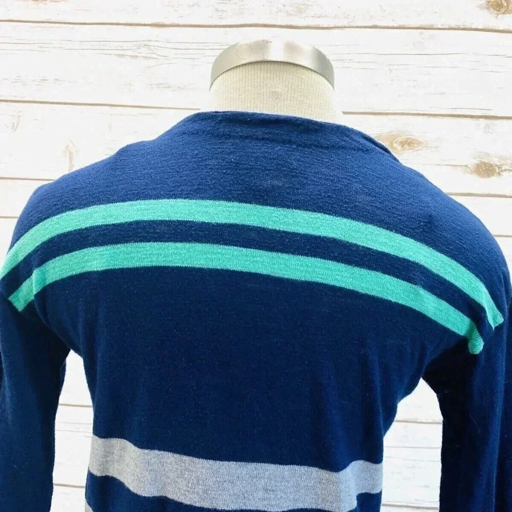 ARIZONA Women Long Sleeve Button Down Striped V-Neck Cardigan Top Size Small